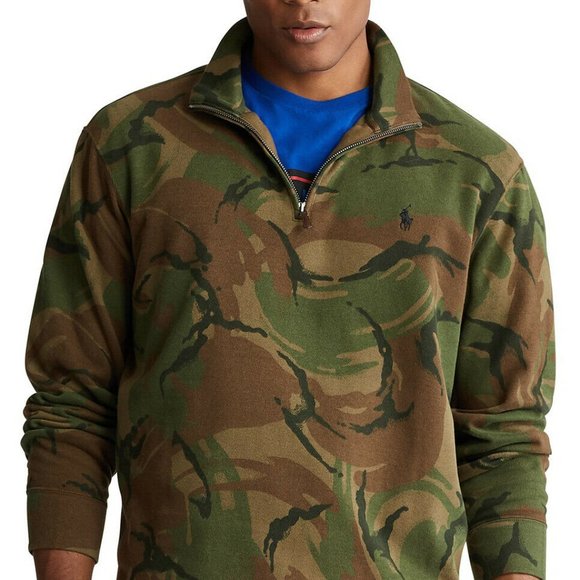 Mens Polo Ralph Lauren Estate Rib Camo Half Zip Pullover Sweater Large NWT - Picture 1 of 5